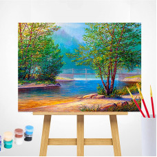 TSVETNOY Gleznošanas komplekts pēc numuriem 40x50cm Lake Landscape, MG2151e