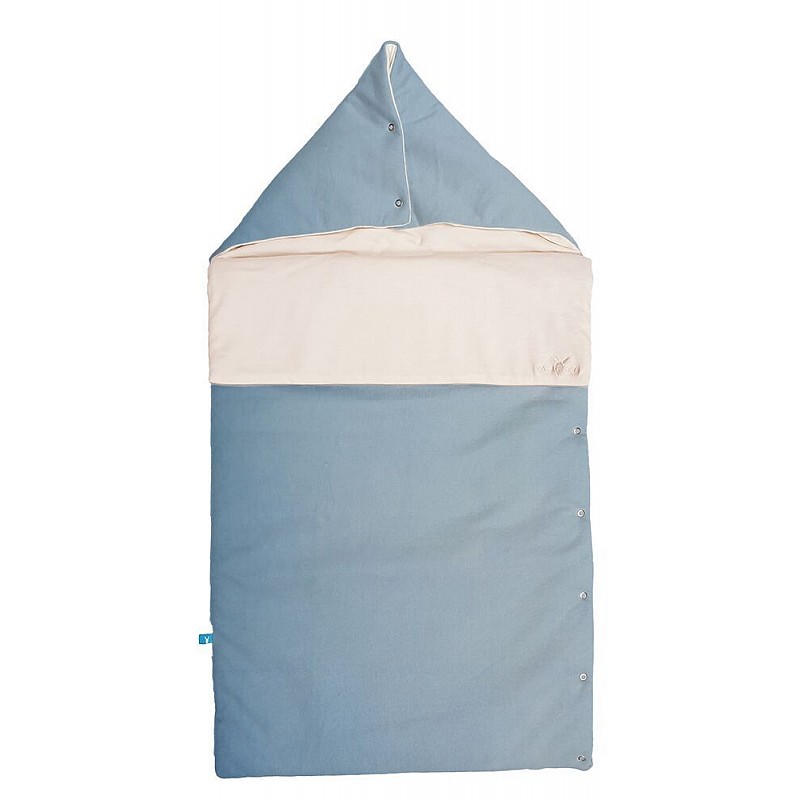 WALLABOO Bērnu segas ar sānu stiprinājumu, dusk blue ecru
