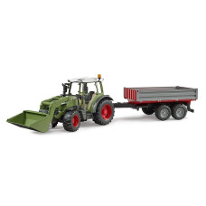 BRUDER 1:16 traktors Fendt Vario 211 ar frontālo iekrāvēju un piekabi, 02182