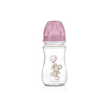 CANPOL BABIES EasyStart Little Cutie PP antikoliku pudelīte ar platu kaklu 240ml 3m+ 35/219 rozā