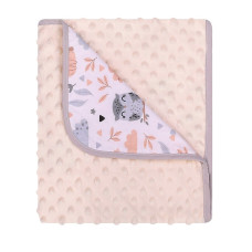 DUET BABY Pleds Minky+Cotton Print  art. 625 Owl and Rabbit ecru (746256)