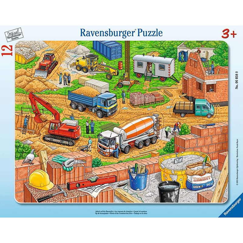 RAVENSBURGER Plakanā puzle Work at the Construction Site 12gb. 3+ R 06058