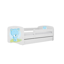 KOCOT KIDS gulta ar atvilktni un matraci BABYDREAMS white Blue teddybear 160x80cm