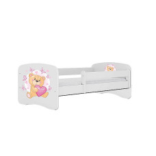 KOCOT KIDS gulta bez atvilktnes ar matraci BABYDREAMS white Teddybear butterflies 160x80cm