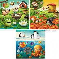 PUZZLIKA puzle 3in1 FAVORITE ANIMALS 50elem. 2+, 12985