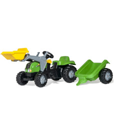 ROLLY TOYS pedāļu traktors-iekrāvējs ar piekabi Rolly Kid X 023134 zaļš