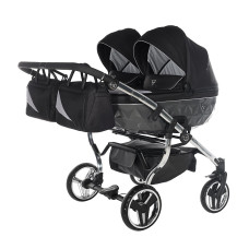 JUNAMA V3 DUO S LINE dvīņu rati 2in1, 01 BLACK + GRAY