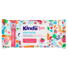 KINDII Fun Mitrās salvetes rokam ar antibakteriālo šķidrumu 60gb.