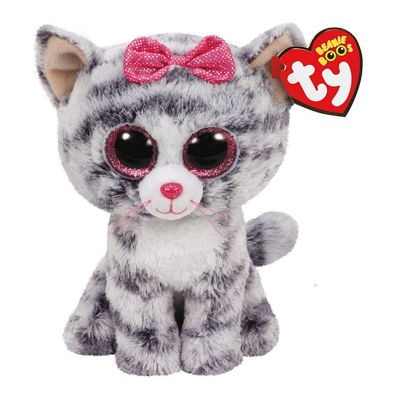 TY Beanie Boos Mīkstā rotaļlieta GREY CAT KIKI 15.5cm, TY37190 IZPĀRDOŠANA