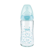 NUK Stikla pudele 240ml. 0-6 m. ar silikona knupīti 745054 IZPĀRDOŠANA