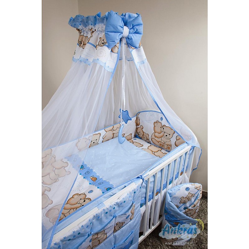ANKRAS FRIENDS Gultas veļas komplekts no 6 daļām 120x90/360cm - zils IZPĀRDOŠANA
