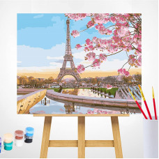 TSVETNOY Gleznošanas komplekts pēc numuriem 40x50cm Paris in Blossom, MG2133e