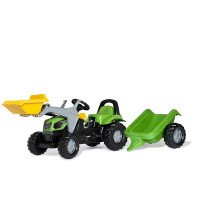 ROLLY TOYS pedāļu traktors-iekrāvējs ar piekabi Rolly Kid Deutz Fahir 5115G TB 023196 zaļš