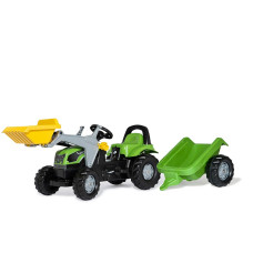 ROLLY TOYS pedāļu traktors-iekrāvējs ar piekabi Rolly Kid Deutz Fahir 5115G TB 023196 zaļš