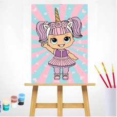 TSVETNOY Gleznošanas komplekts pēc numuriem 20x30cm Little Girl in a Unicorn Dress, MC1092e