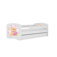 KOCOT KIDS gulta ar atvilktni un matraci BABYDREAMS white Teddybear butterflies 180x80cm