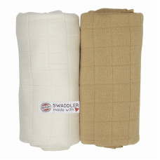 Lodger Swaddler Solid kokvilnas autiņi 120x120cm 2gab., Ivory/Honey SW 1081