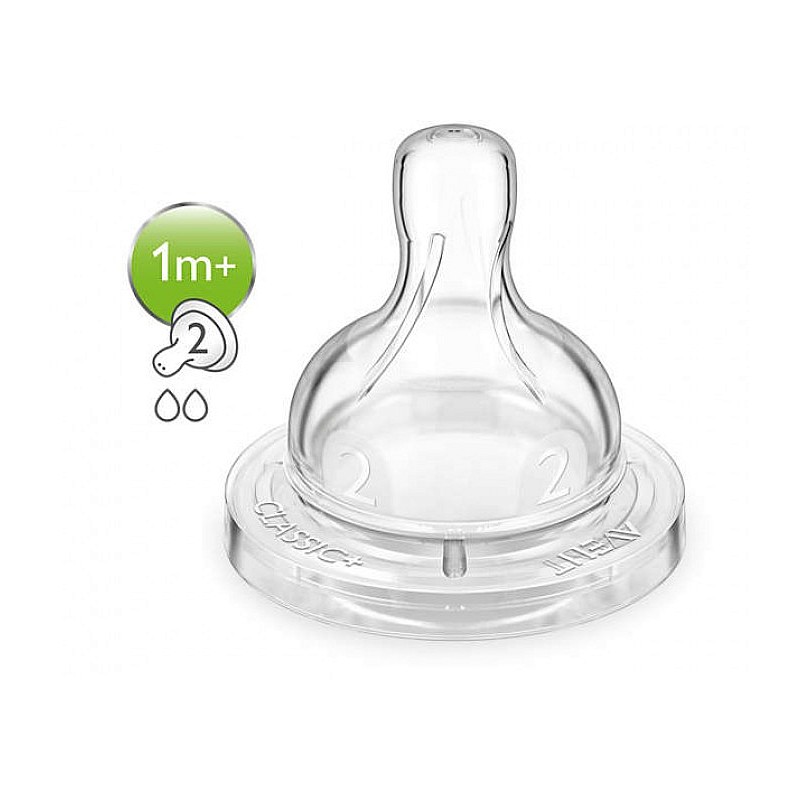 PHILIPS AVENT Anti-colic barošanas pudeļu silikona knupīši 1M+, (2 gab) SCF632/27