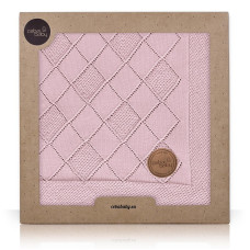 CEBABABY Adīts kokvilnas pleds dāvanu kastē 90x90cm Rice strich pink W-812-118-130