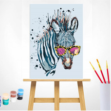 TSVETNOY Gleznošanas komplekts pēc numuriem 30x40cm Zebra with Glasses, ME1114e