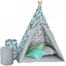 AKUKU TEEPEE Bērnu telts-vigvams TIPI A1904 TURQUOISE/GREY