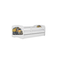 KOCOT KIDS gulta ar atvilktni un matraci BABYDREAMS white Truck 180x80cm