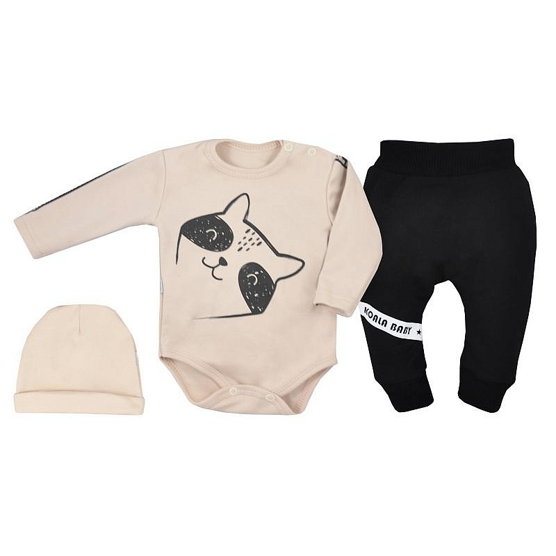 KOALA CARTOON bikses ar bodiju un cepuri 68 izmērs 07-586 bēšs