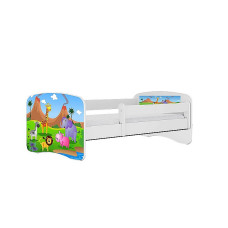 KOCOT KIDS gulta bez atvilktnes ar matraci BABYDREAMS white Safari 160x80cm