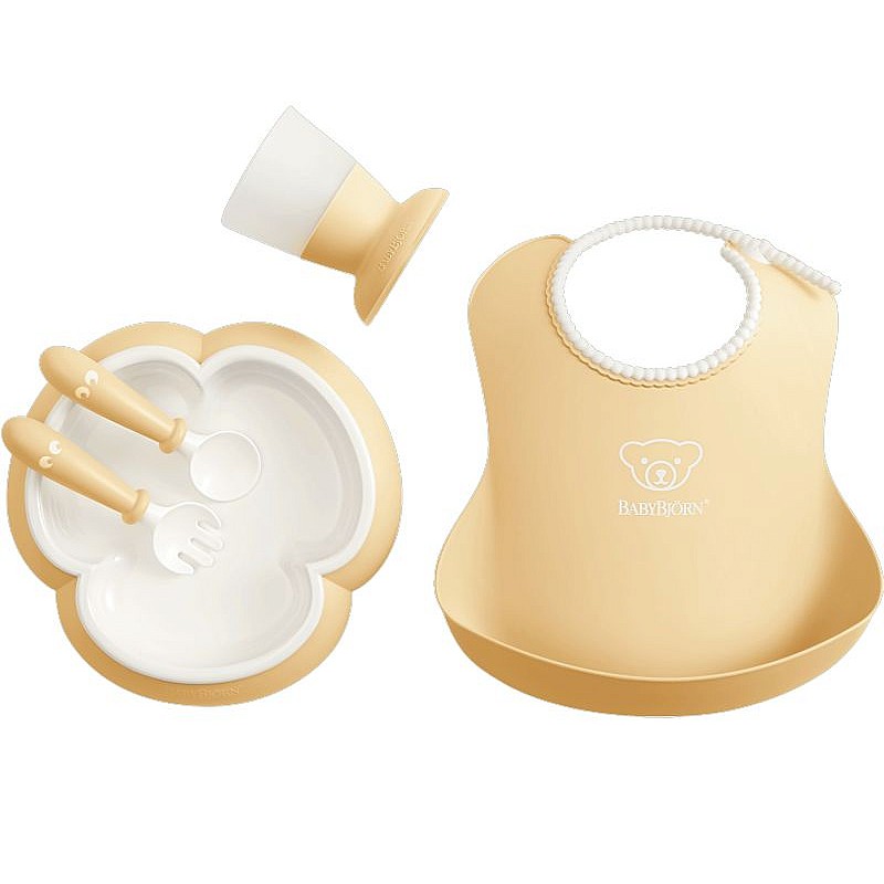 BABYBJORN Baby Dinner Set bērnu trauku komplekts 4m+, 070066 Powder Yellow