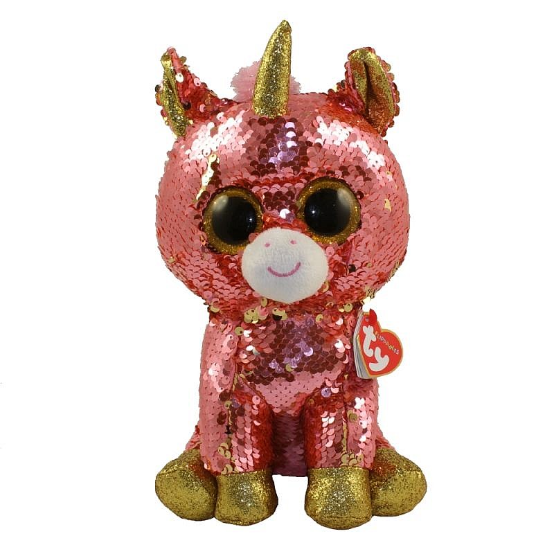 TY Flippables Mīkstā rotaļlieta SUNSET SEQUIN CORAL UNICORN reg 24cm, TY36437