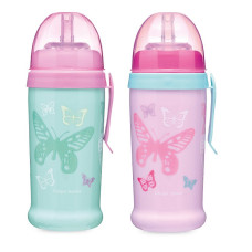 CANPOL BABIES Butterfly pudelīte ar salmiņu 350ml 12m+ 56/515 ATLAIDE