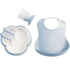 BABYBJORN Baby Dinner Set bērnu trauku komplekts 4m+, 070067 Powder Blue