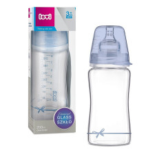 LOVI DIAMOND Baby Shower stikla pudelīte 250ml ar silikona knupīti 3m+ 74/204 Boy