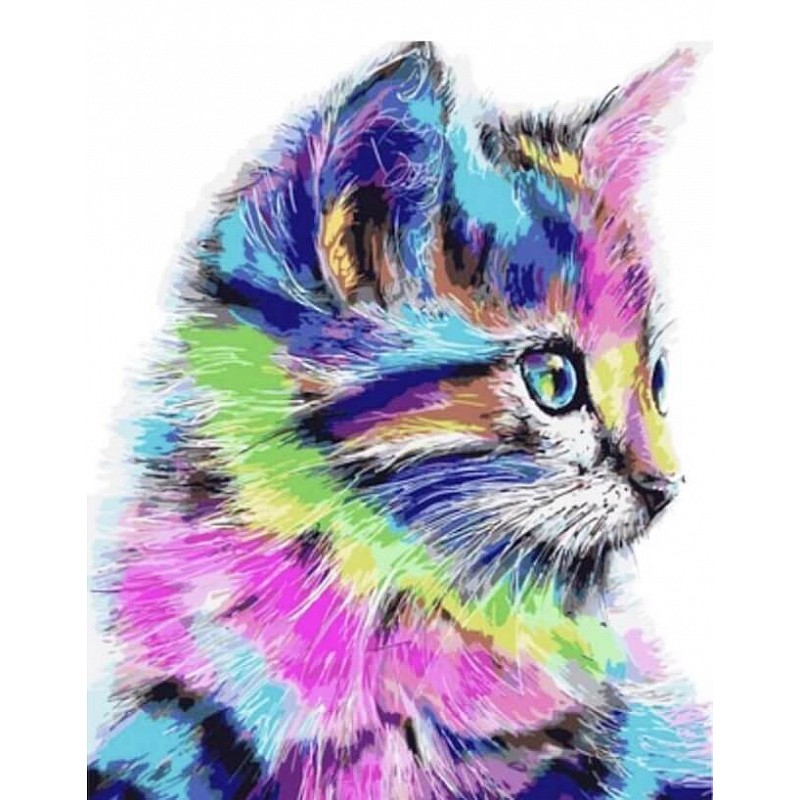 TSVETNOY Dimantu mozaīkas komplekts 40x50cm Colorful Kitten, LG009e