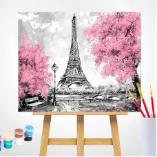 TSVETNOY Gleznošanas komplekts pēc numuriem 40x50cm Eiffel Tower in Bloom, MG2166e