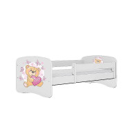 KOCOT KIDS gulta bez atvilktnes ar matraci BABYDREAMS white Teddybear butterflies 180x80cm