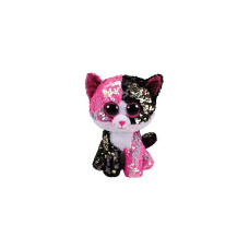 TY Flippables Mīkstā rotaļlieta MALIBU PINK BLACK SEQUIN CAT reg 15cm, TY36261