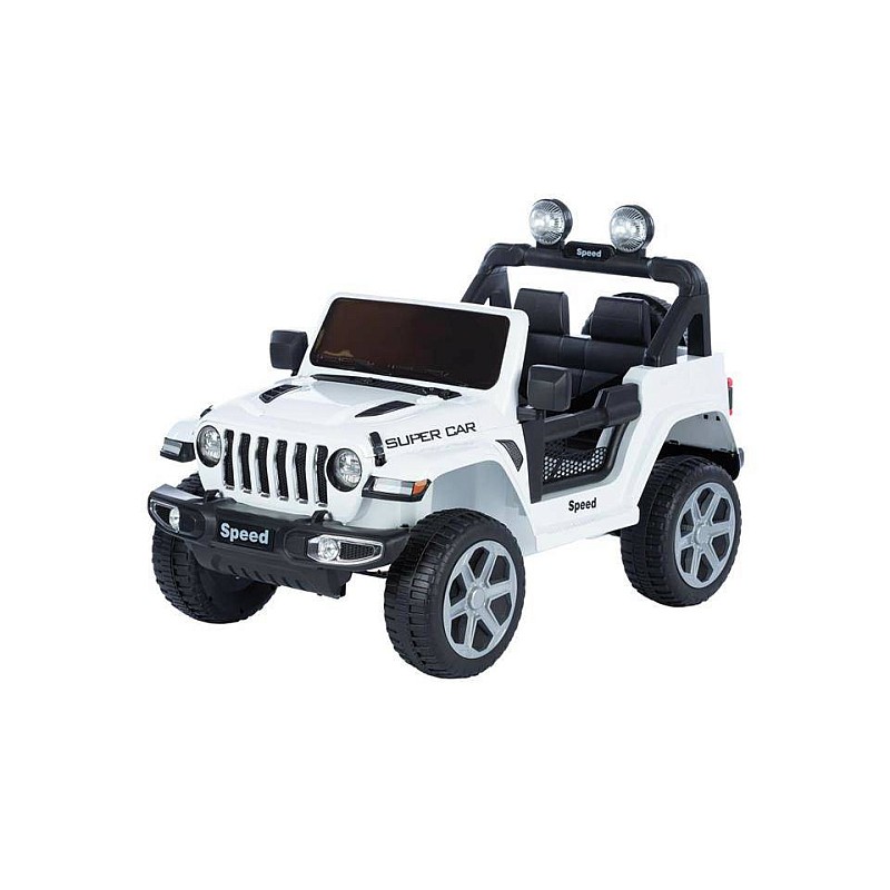 TO-MA Bērnu elektromobilis 7777 - JEEP ,12V/7Ah balts (EVA riteņi)