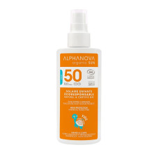 ALPHANOVA SUN organiskais vaniļas-aprikožu aromātisks ūdensizturīgs minerālu sauļošanās līdzeklis bērniem SPF50, 125 ml ASUN50KEXPORT