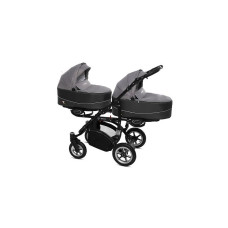 BABYACTIVE TWINNY PREMIUM dvīņu rati SILVER, 08 melns rāmis