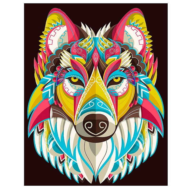 TSVETNOY Dimantu mozaīkas komplekts 30x40cm Colourful Wolf, LE103e