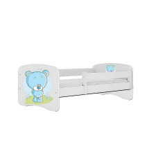 KOCOT KIDS gulta bez atvilktnes ar matraci BABYDREAMS white Blue teddybear 180x80cm