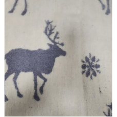 URGA ECO vilnas sedziņa - pleds 140x100cm DEER WITH SNOWFLAKES balts-pelēks IZPĀRDOŠANA