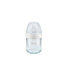 NUK NATURE SENSE stikla pudelīte 120ml ar silikona knupīti S izm. SP29 balta