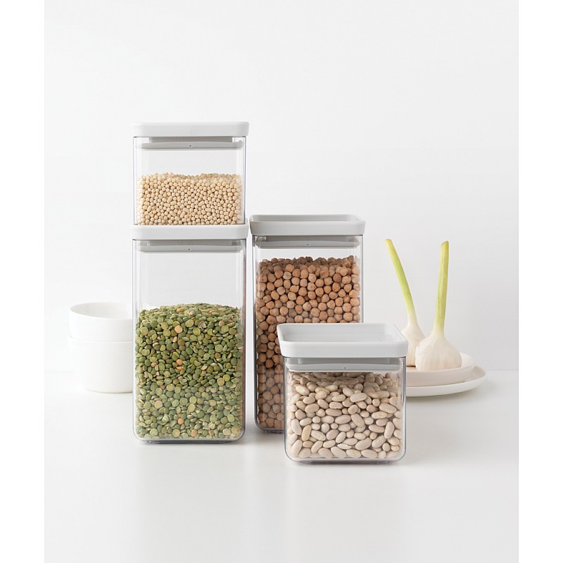 BRABANTIA kārbu komplekts 4gb., 2x0,7L+2x1,6L, Light Grey