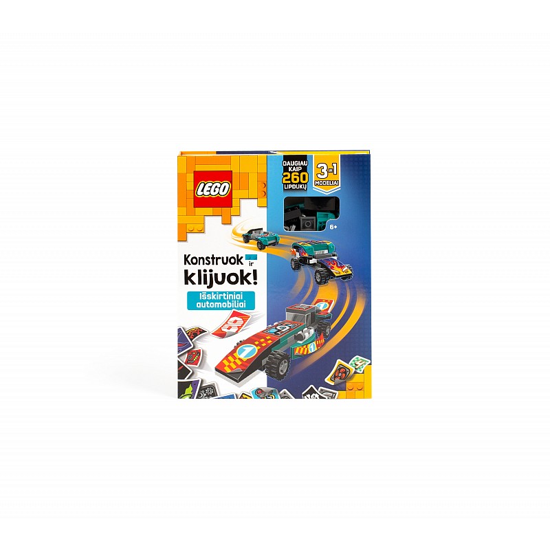 LEGO ICONIC Uzlīmes un konstruktors "Automašīnas" (50 detaļas) (lietuviešu valodā)