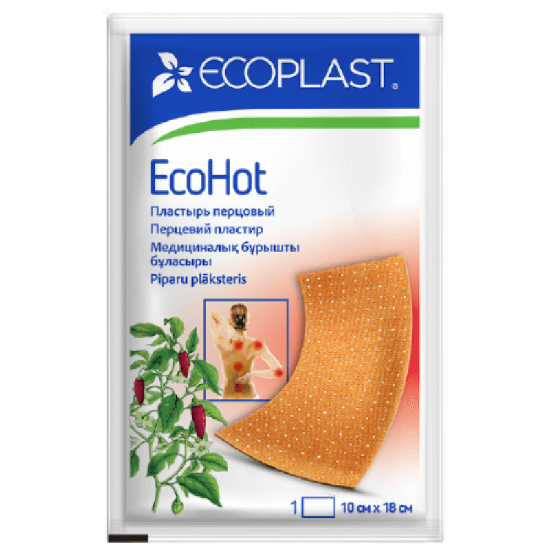 Ecoplast-laastari ECOHOT 10x18 cm, lämmittävä pippurilla