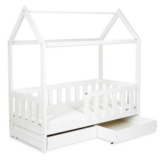 Klups LittleSky LIV gulta ar divam atvilktnem 160x80cm, balta