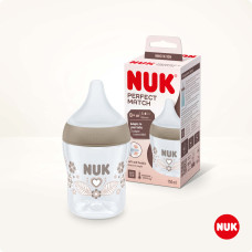 NUK 10215014 – Perfect Match tuttipullo lämpötilansäädöllä, silikoni ”Sydän”, S-koko, 150 ml