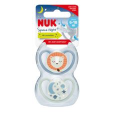 NUK SPACE Night Ortodontiskas formas silikona māneklis 6-18m 2gab. SU98 10736619 AKCIJA